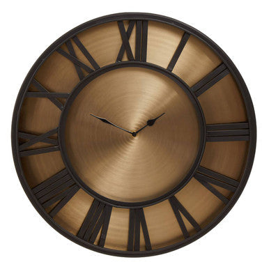 51cm Dia Black and Antique Gold Large Wall Clock | Mateo
