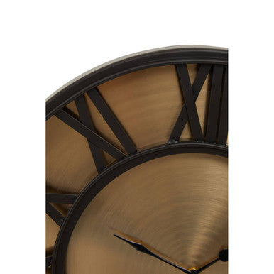 51cm Dia Black and Antique Gold Large Wall Clock | Mateo