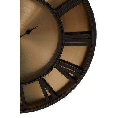 51cm Dia Black and Antique Gold Large Wall Clock | Mateo