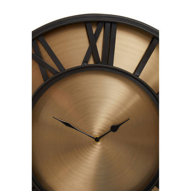 51cm Dia Black and Antique Gold Large Wall Clock | Mateo