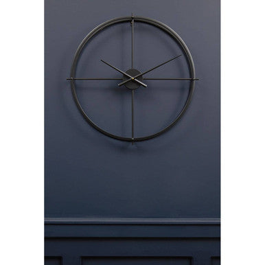 60cm Dia Large Black Finish Wall Clock | Kent