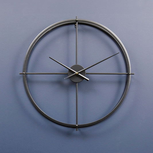 60cm Dia Large Black Finish Wall Clock | Kent