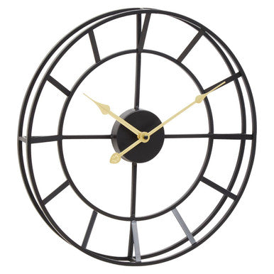 40cm Dia Small Black Finish Metal Wall Clock | Kent