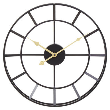 40cm Dia Small Black Finish Metal Wall Clock | Kent