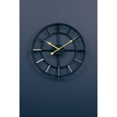 40cm Dia Small Black Finish Metal Wall Clock | Kent