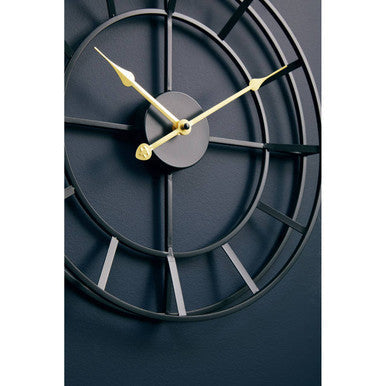 40cm Dia Small Black Finish Metal Wall Clock | Kent