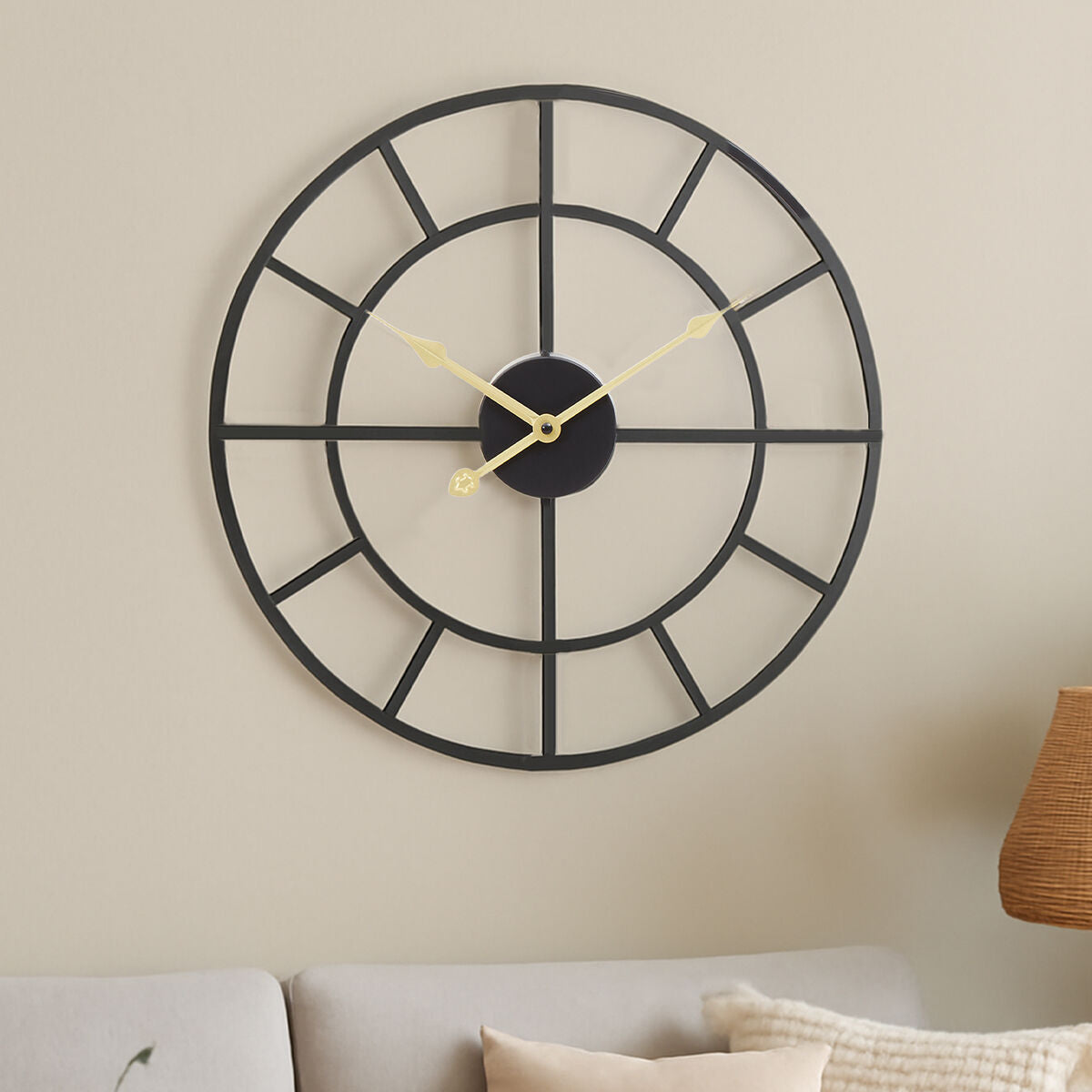 40cm Dia Small Black Finish Metal Wall Clock | Kent