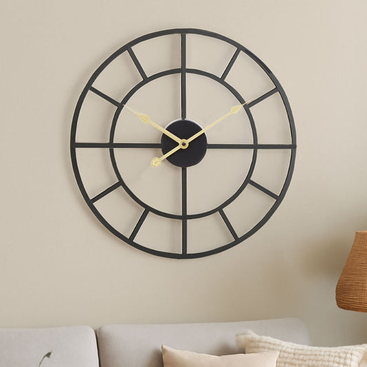40cm Dia Small Black Finish Metal Wall Clock