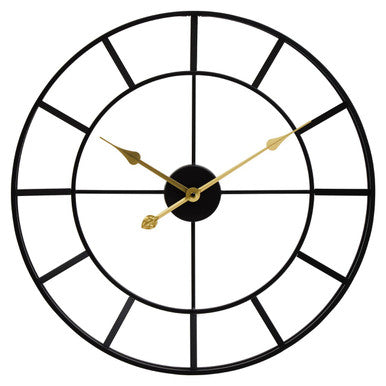 60cm Dia Large Black Finish Metal Wall Clock | Kent