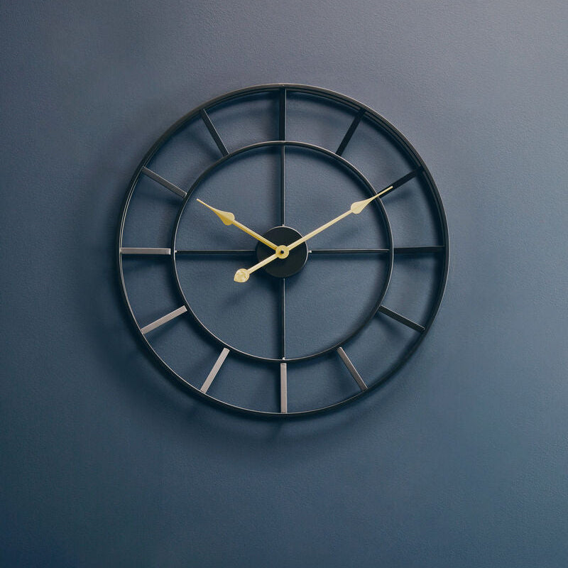 60cm Dia Large Black Finish Metal Wall Clock | Kent