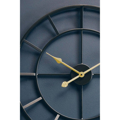 60cm Dia Large Black Finish Metal Wall Clock | Kent