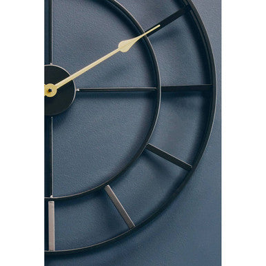 60cm Dia Large Black Finish Metal Wall Clock | Kent