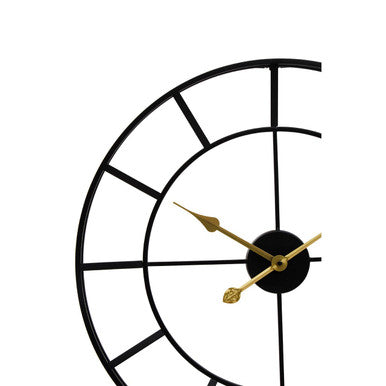 60cm Dia Large Black Finish Metal Wall Clock | Kent