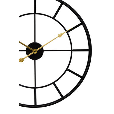 60cm Dia Large Black Finish Metal Wall Clock | Kent