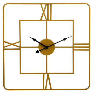 Small Gold Finish Square Wall Clock | Kent