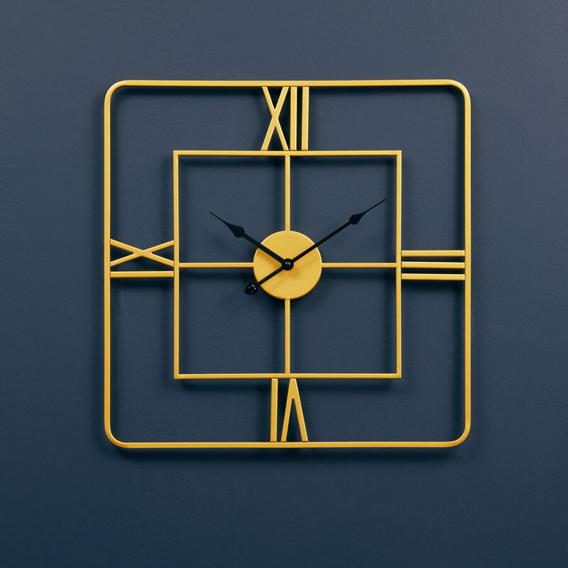 Small Gold Finish Square Wall Clock | Kent