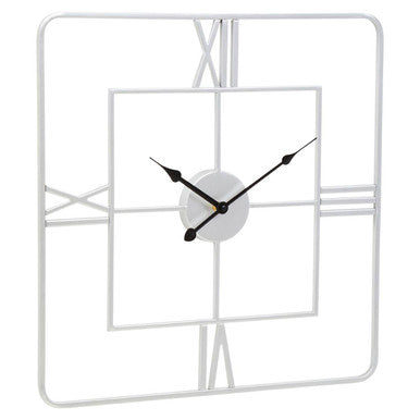 Large Silver Finish Square Wall Clock | Kent