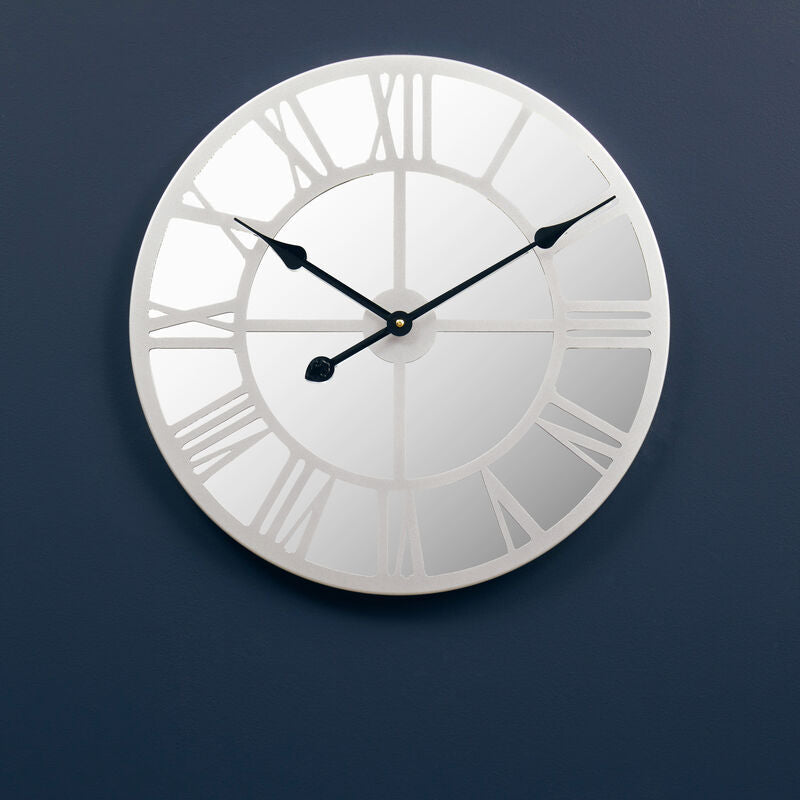 50cm Dia Silver Mirrored Wall Clock | Kent