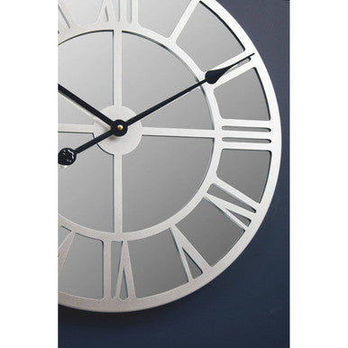 50cm Dia Silver Mirrored Wall Clock | Kent