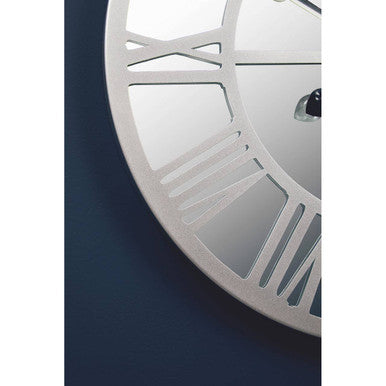 50cm Dia Silver Mirrored Wall Clock | Kent