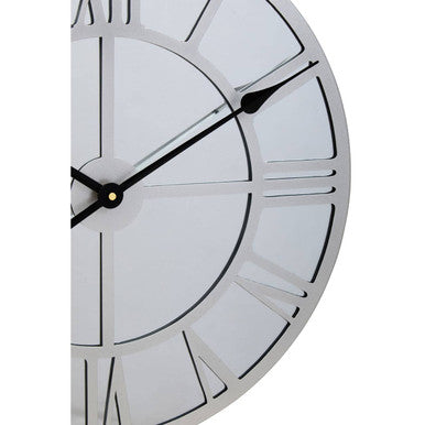 50cm Dia Silver Mirrored Wall Clock | Kent