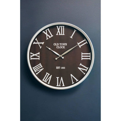 60cm Dia Black and Silver Wall Clock | Kent
