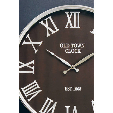 60cm Dia Black and Silver Wall Clock | Kent