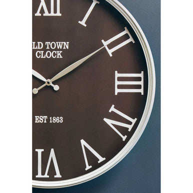 60cm Dia Black and Silver Wall Clock | Kent