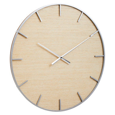 60cm Dia Silver and Natural Wall Clock | Kent