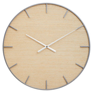 60cm Dia Silver and Natural Wall Clock | Kent