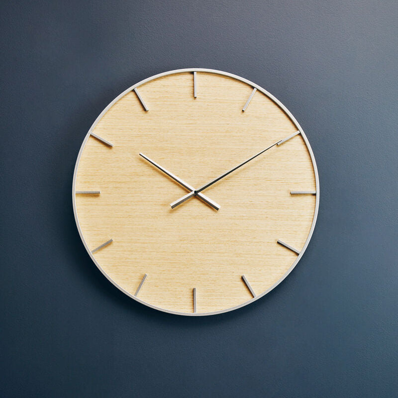60cm Dia Silver and Natural Wall Clock | Kent