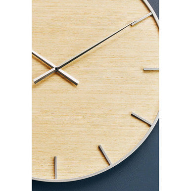 60cm Dia Silver and Natural Wall Clock | Kent