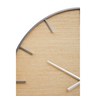 60cm Dia Silver and Natural Wall Clock | Kent