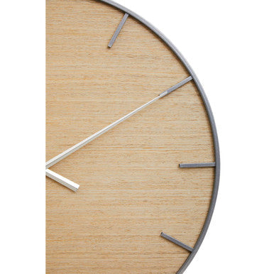 60cm Dia Silver and Natural Wall Clock | Kent