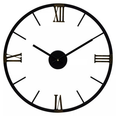 70cm Dia Round Black Metal Wall Clock | Kent