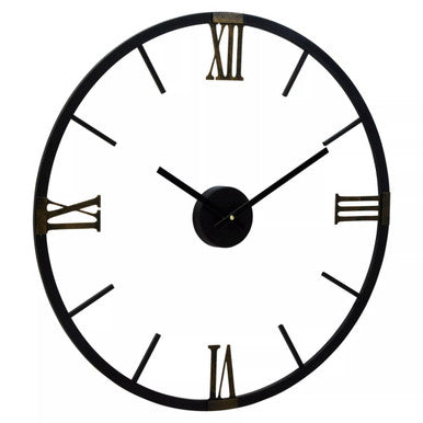70cm Dia Round Black Metal Wall Clock | Kent