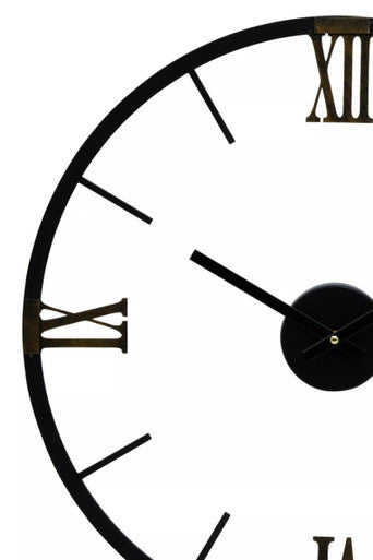 70cm Dia Round Black Metal Wall Clock | Kent