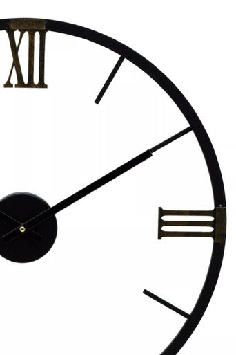 70cm Dia Round Black Metal Wall Clock | Kent