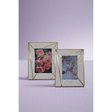 White Marble with Gold Inlay 5x7 Photo Frame