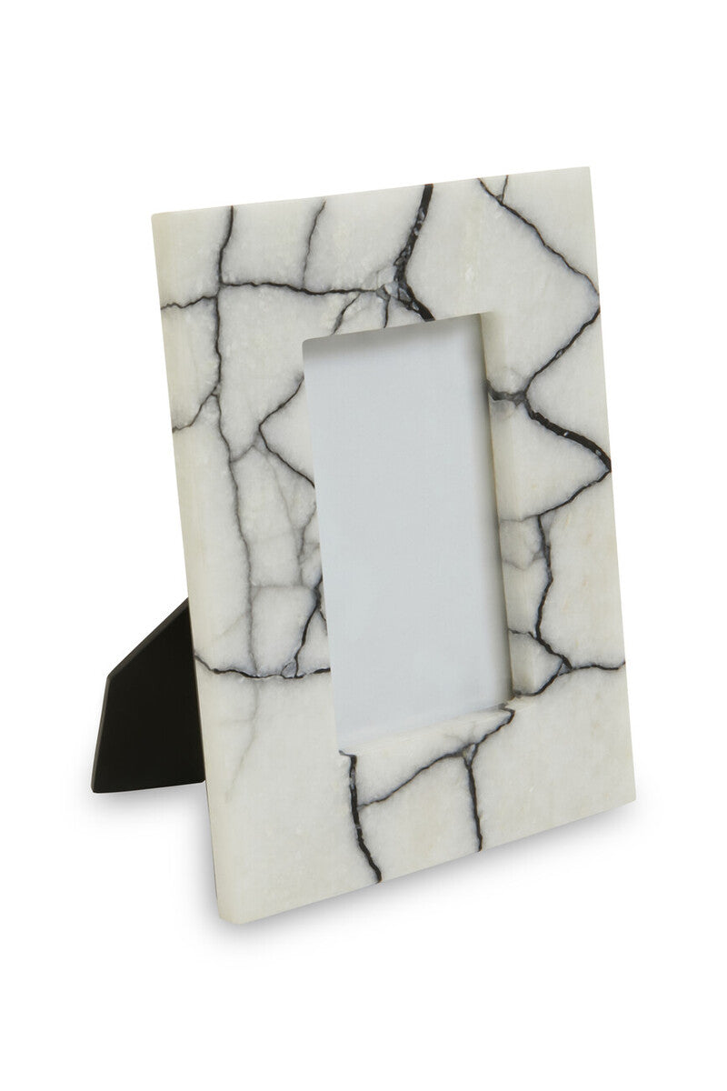 White and Black Marble 4In X 6In Small Photo Frame | Marmara