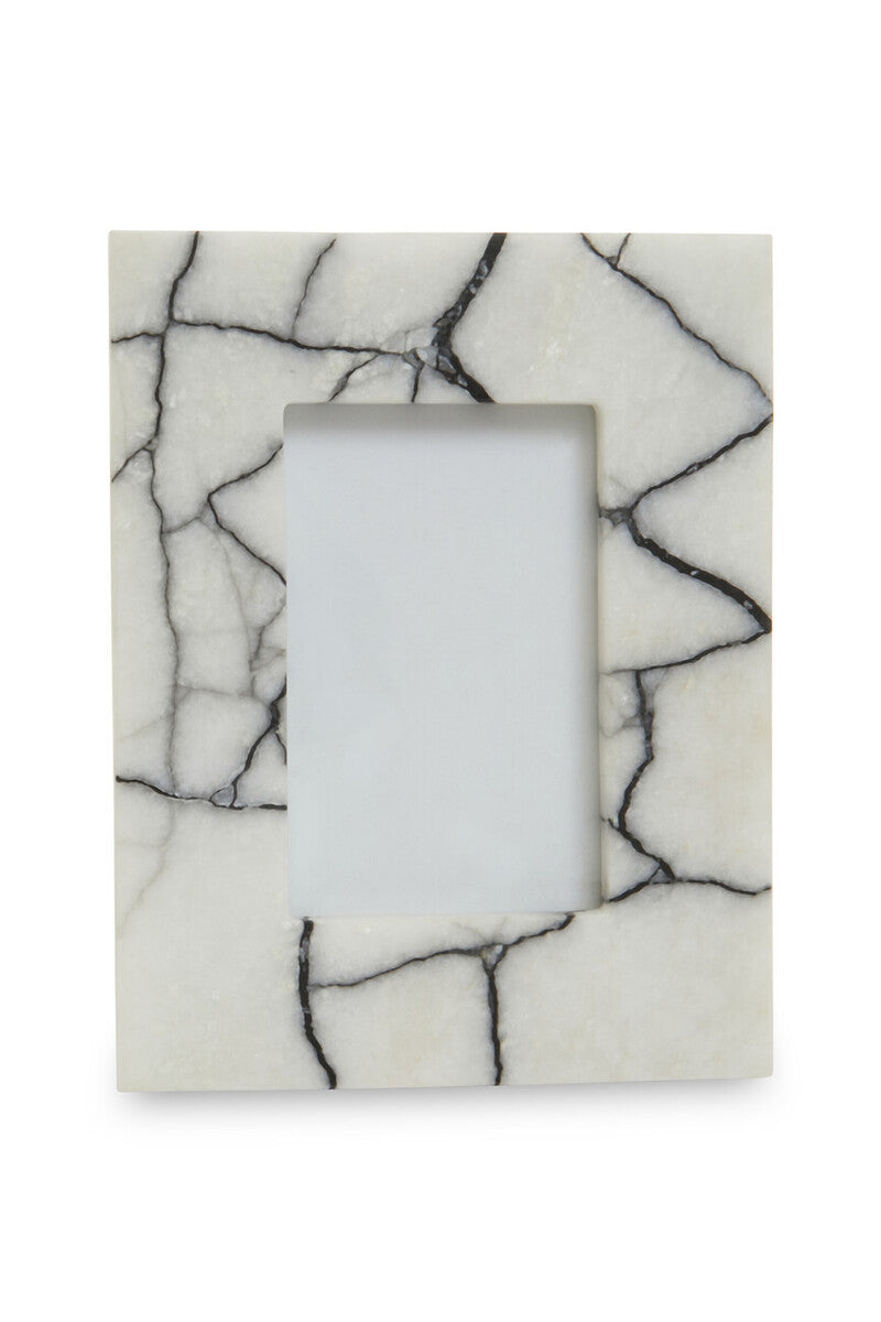 White and Black Marble 4In X 6In Small Photo Frame | Marmara