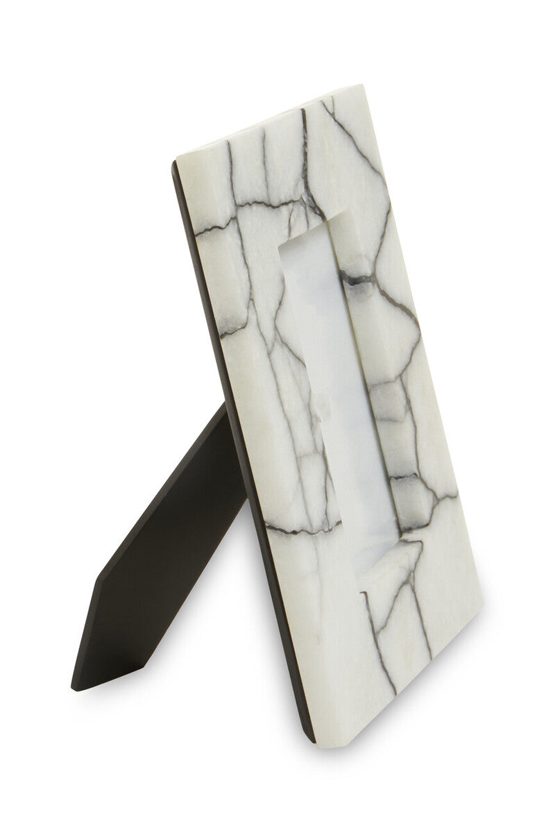 White and Black Marble 4In X 6In Small Photo Frame | Marmara