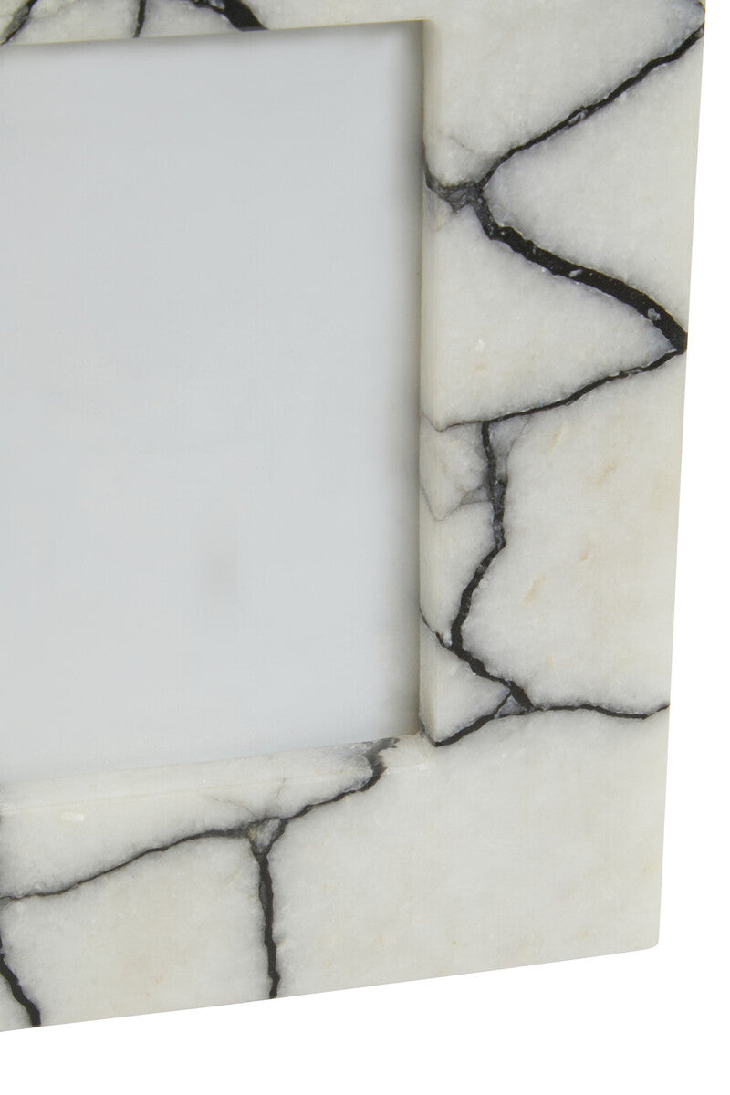 White and Black Marble 4In X 6In Small Photo Frame | Marmara