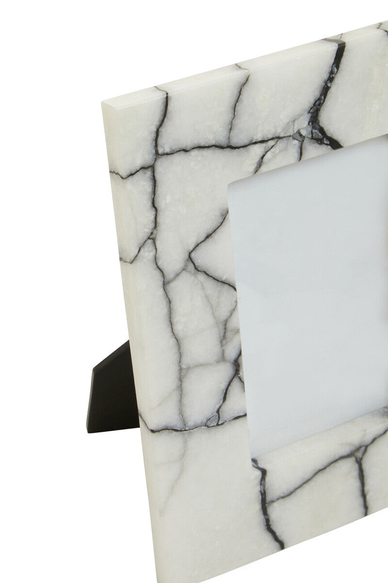 White and Black Marble 4In X 6In Small Photo Frame | Marmara