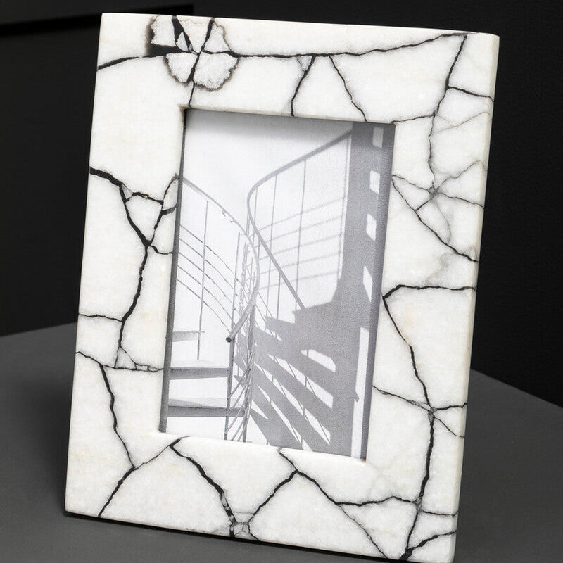 White and Black Marble 5In X 7In Large Photo Frame | Marmara