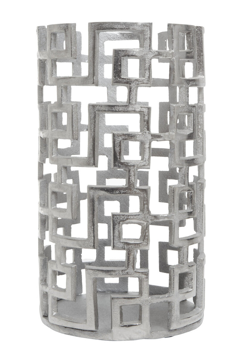 Large Candle Holder in Silver Finish | Delphi