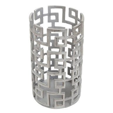 Large Candle Holder in Silver Finish | Delphi