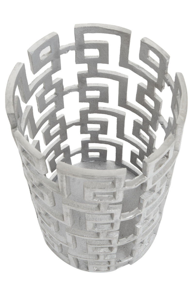 Large Candle Holder in Silver Finish | Delphi