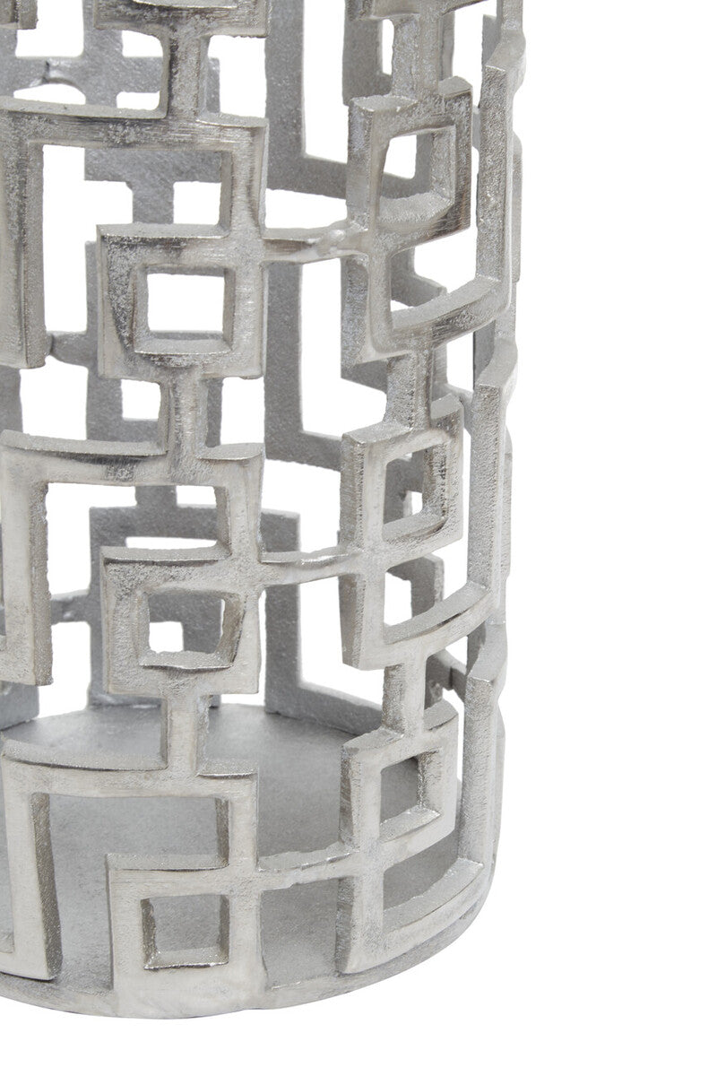 Large Candle Holder in Silver Finish | Delphi