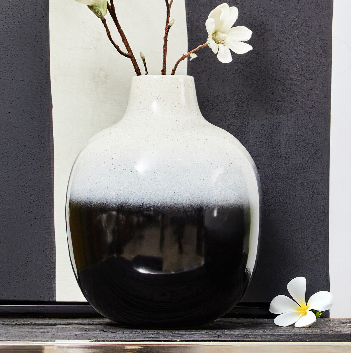 Large Black and White Ombre Vase | Ramus
